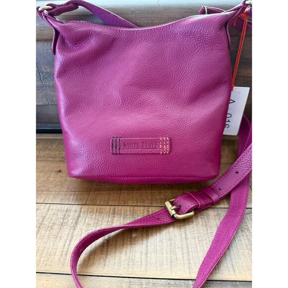 White Stuff Crossbody Bag Womens Mini Dark Purple Mini Fern Pebbled Leather - Picture 5 of 14